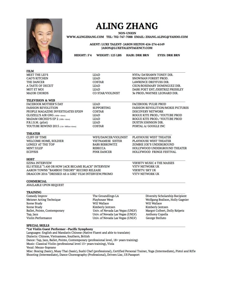 2018 acting resume PDF